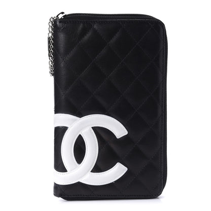 Chanel Calfskin Cambon Zip Around Organizer Wallet Black White 1 of 17