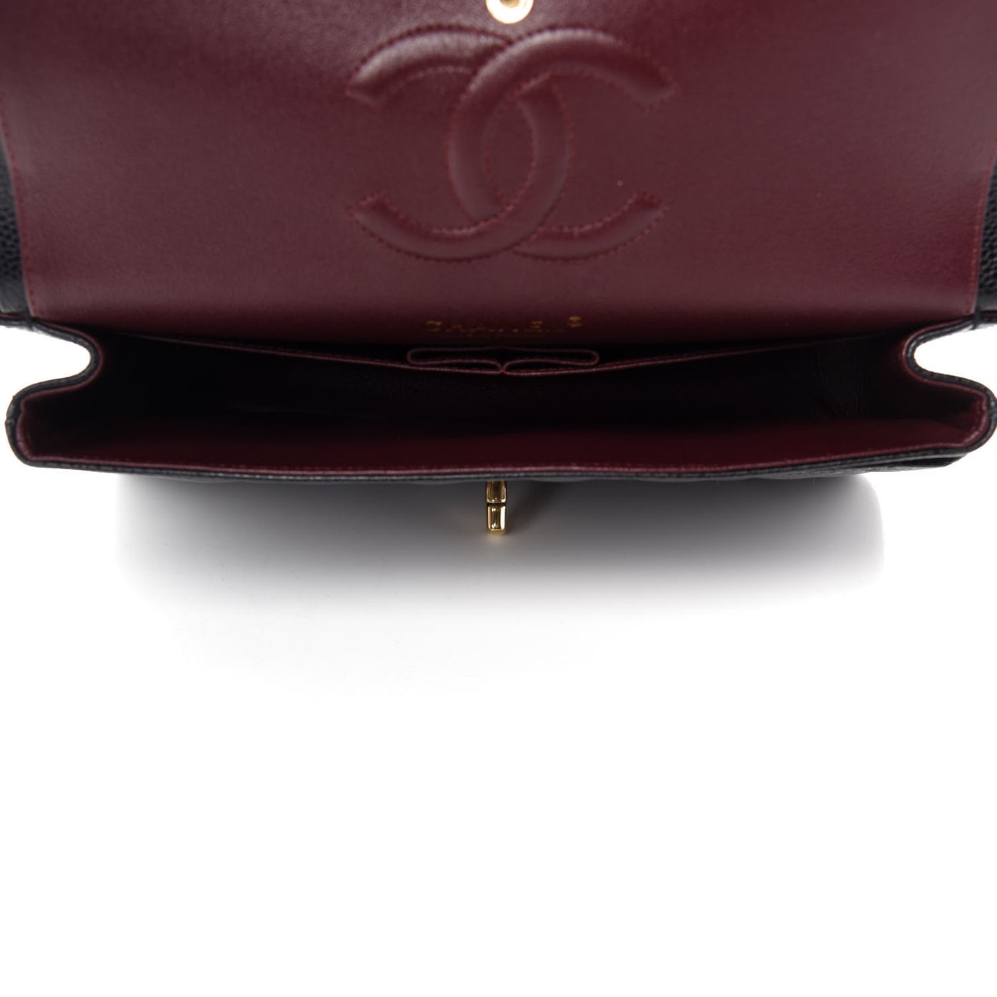 Caviar Quilted Medium Double Flap Black