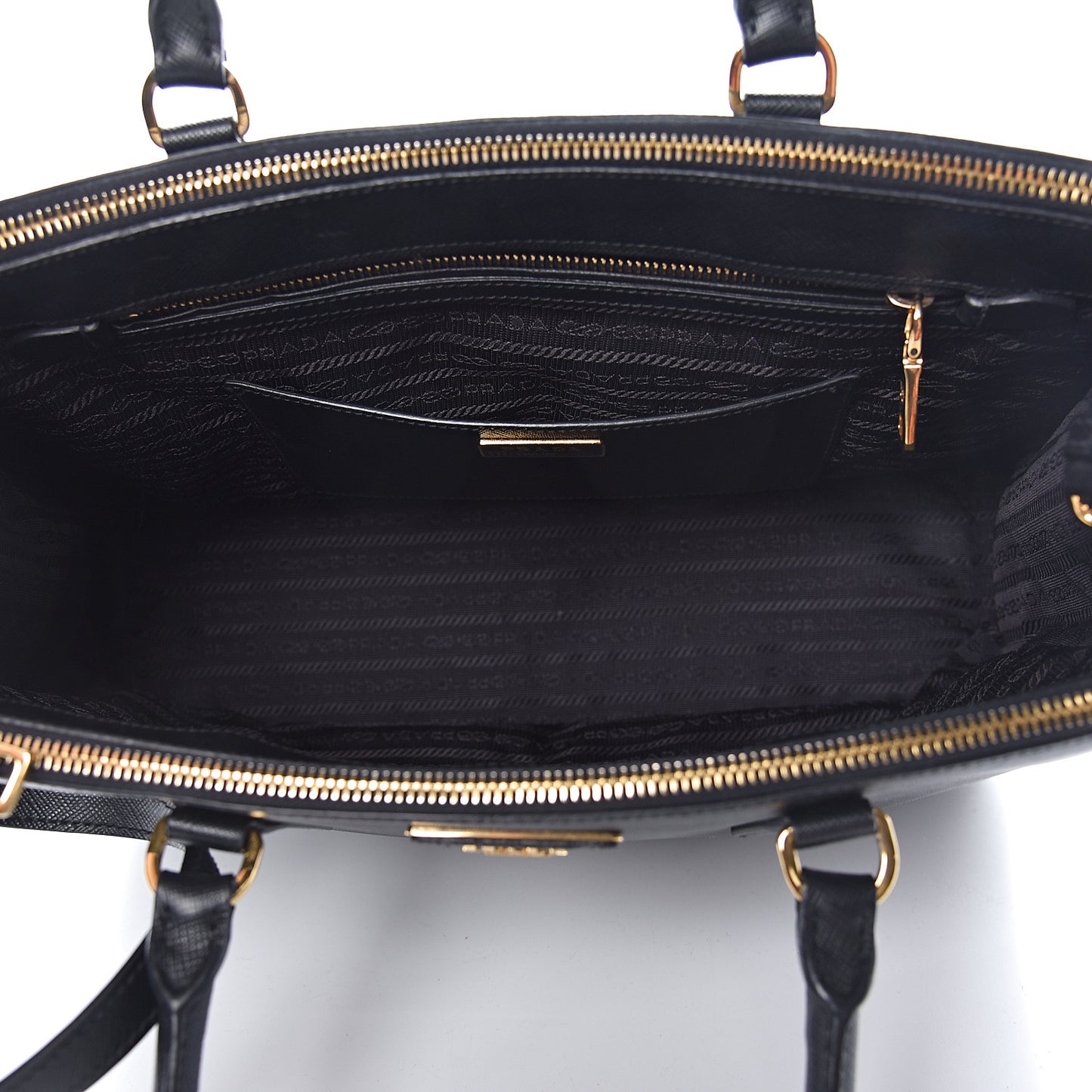 Saffiano Medium Galleria Double Zip Tote Black