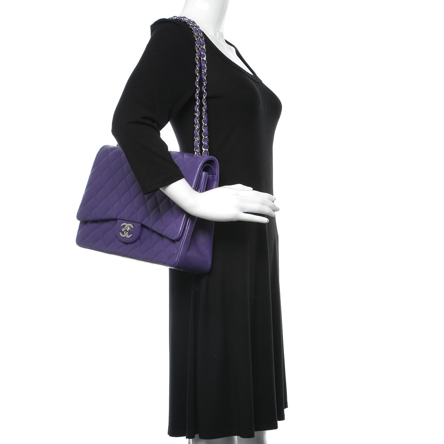 Lambskin Quilted Maxi Double Flap Purple