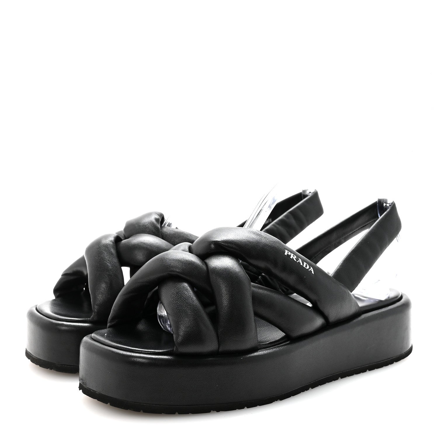 Prada Nappa Padded Blow 20mm Slingback Sandals 37.5 Black 4 of 9