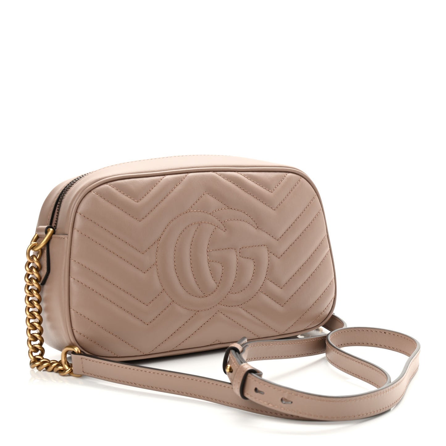 Calfskin Matelasse Small GG Marmont Chain Shoulder Bag Porcelain Rose