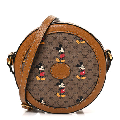 Gucci X DISNEY Mini Vintage GG Supreme Monogram Mickey Mouse Round Shoulder Bag Beige Vintage Sun Oil 1 of 10