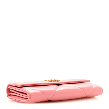 Chanel Lambskin Quilted Chanel 19 Flap Wallet Coral Pink 4 of 13