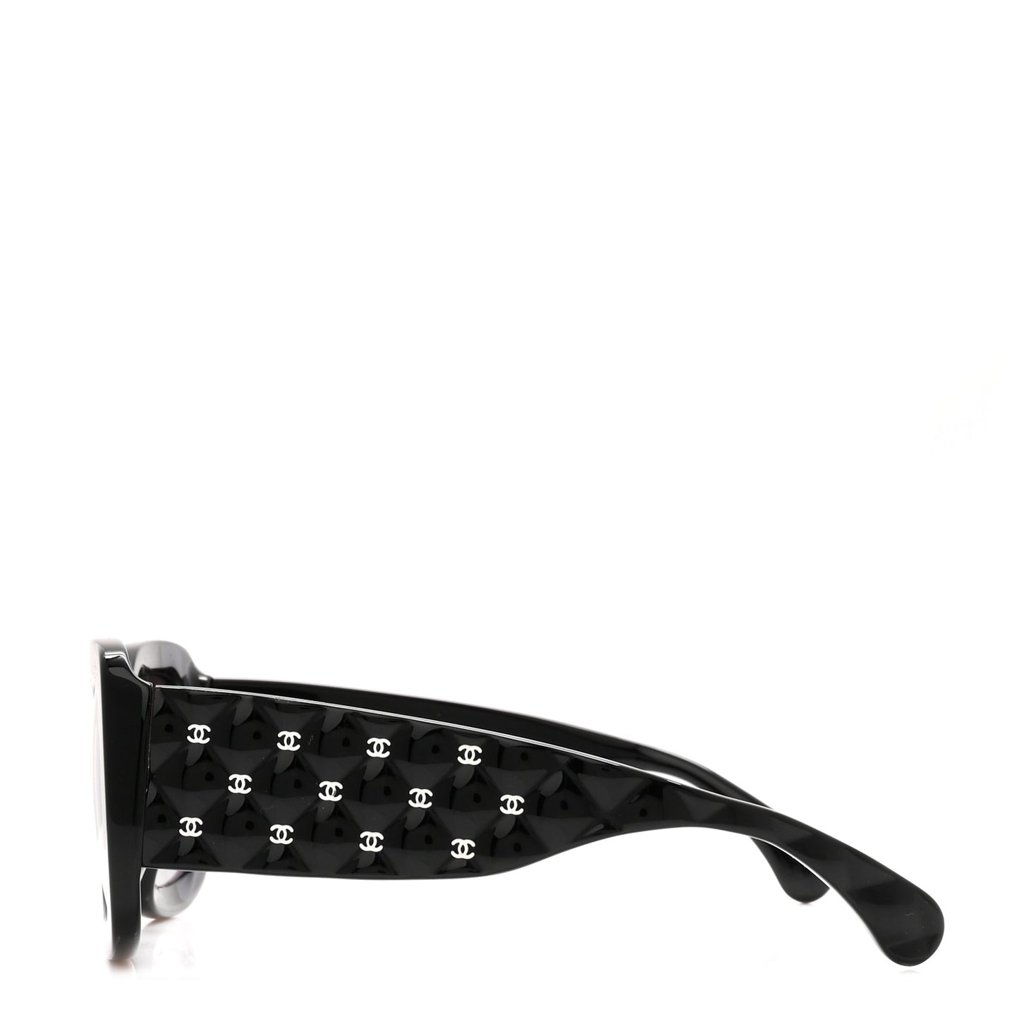 Acetate Quilted CC Rectangle Sunglasses 5483-A Black