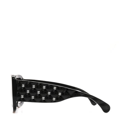 Chanel Acetate Quilted CC Rectangle Sunglasses 5483-A Black 3 of 8