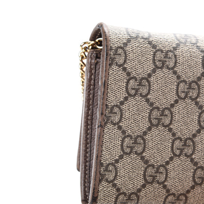 Gucci GG Supreme Monogram Web Ophidia Wallet On Chain Brown 14 of 15