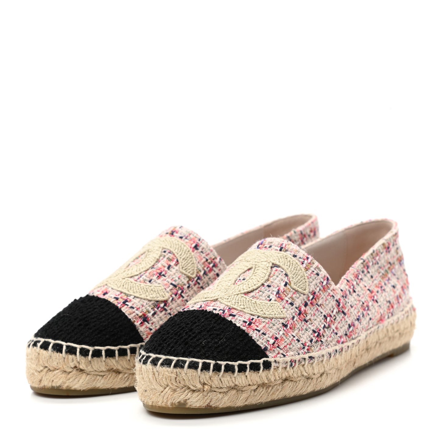 Tweed CC Espadrilles 36 Pink Black