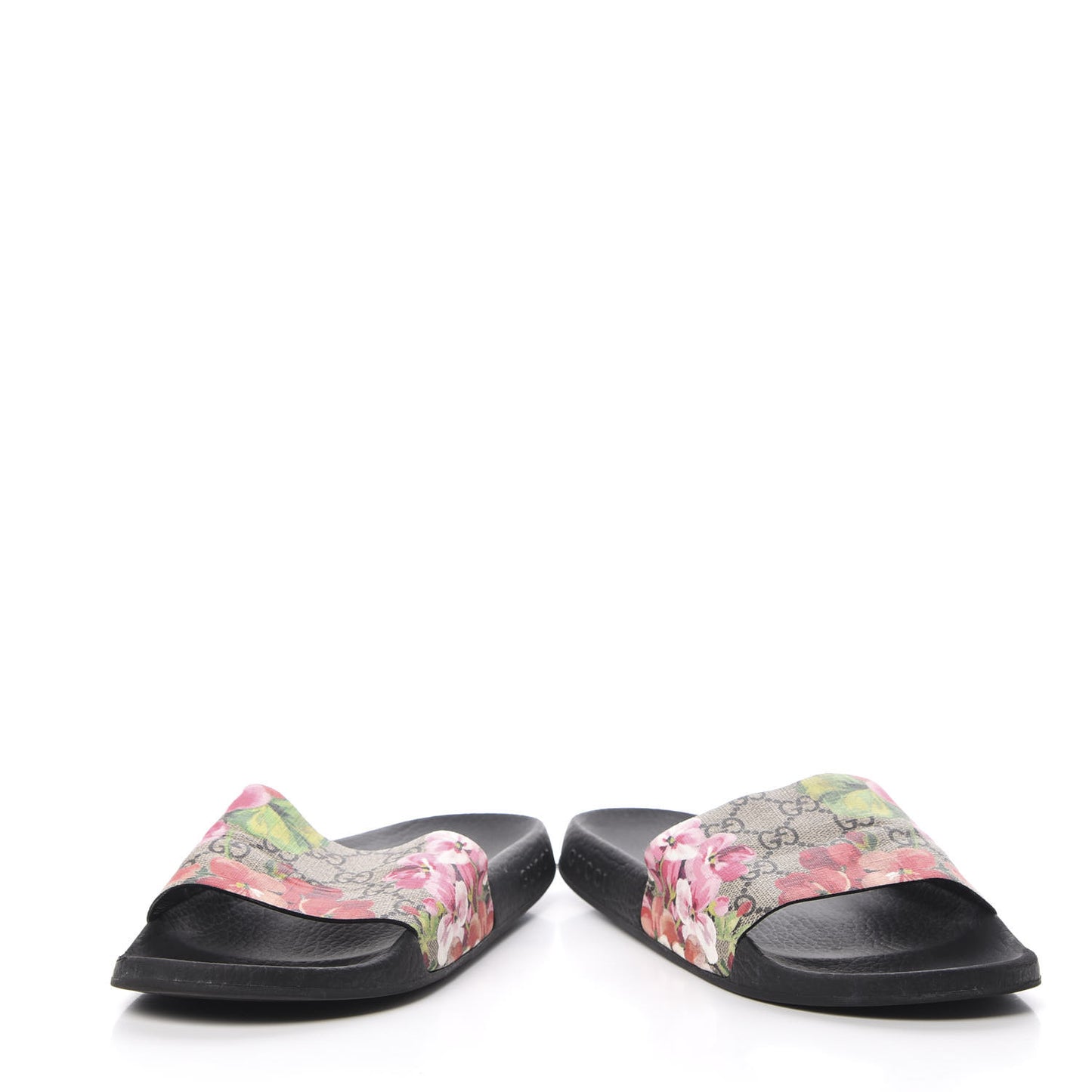 GG Supreme Monogram Blooms Slide Sandals 38 Beige Multicolor