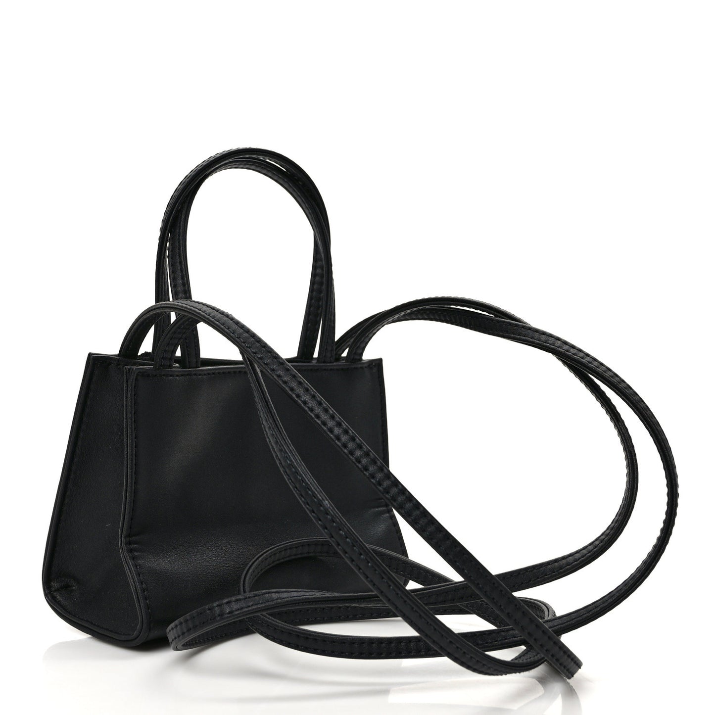 Vegan Leather Small Shopping Bag Black