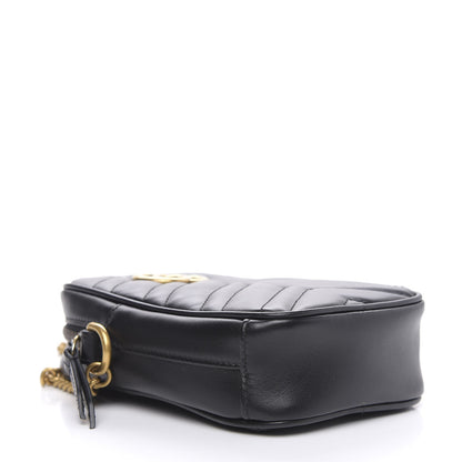 Gucci Calfskin Matelasse Mini GG Marmont Crossbody Bag Black 4 of 10