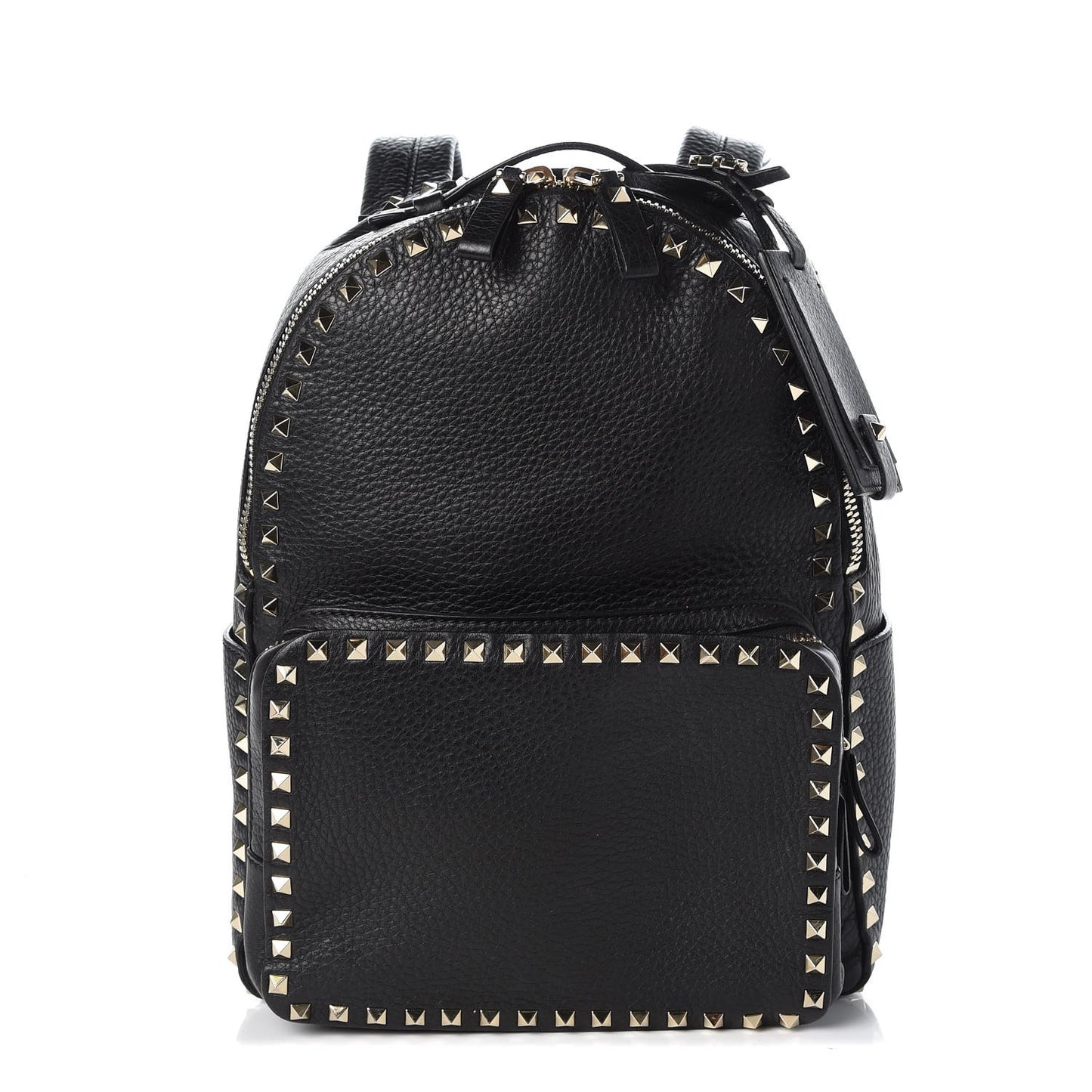 Grained Calfskin Medium Rockstud Backpack Black