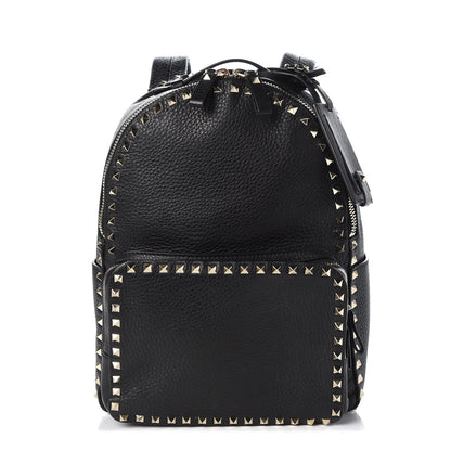 Valentino Garavani Grained Calfskin Medium Rockstud Backpack Black 1 of 8