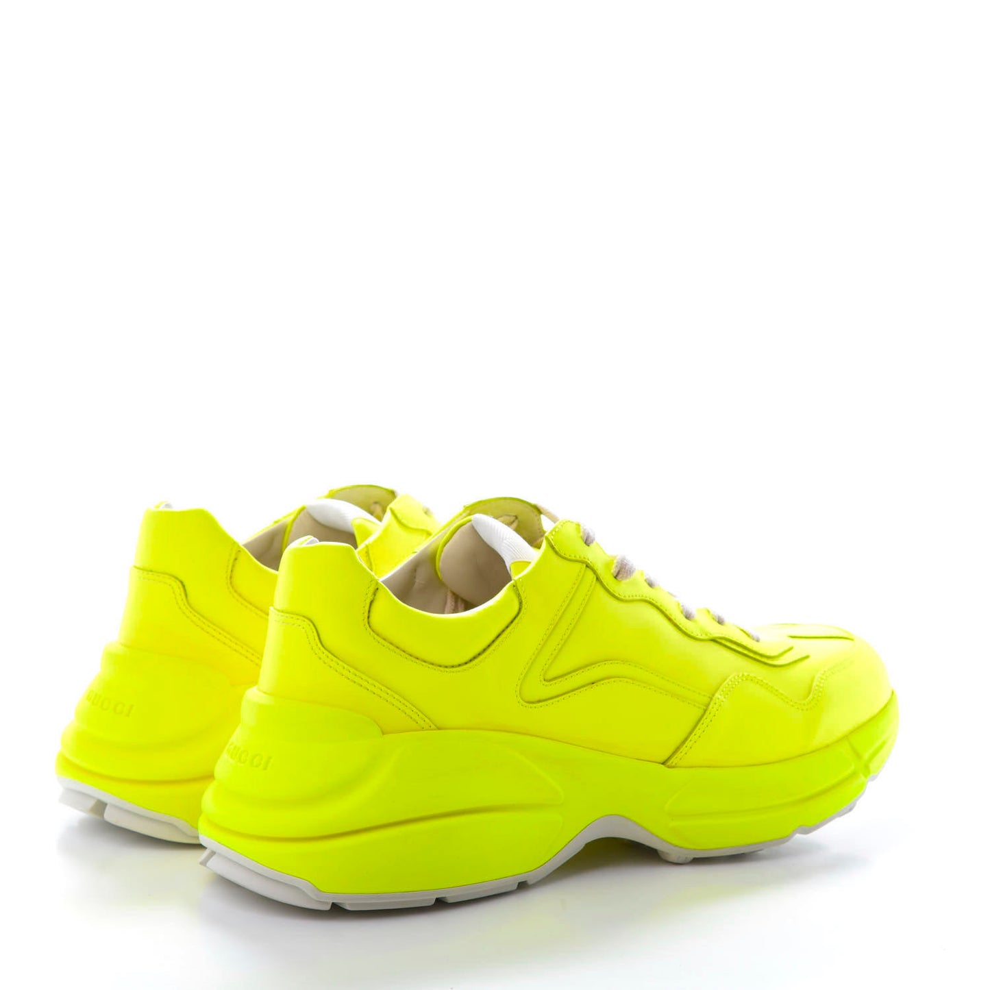 Calfskin Mens Rhyton Sneakers 10 Yellow Fluo