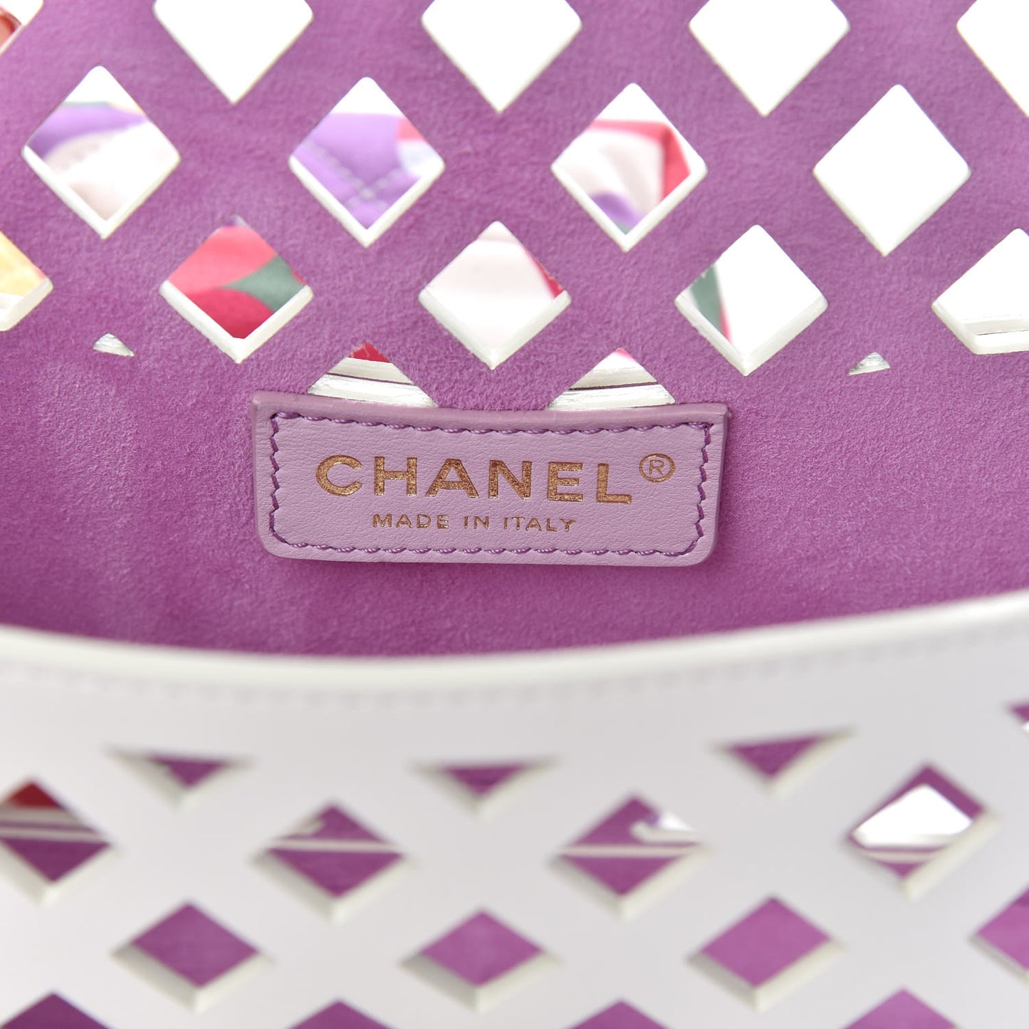 Lambskin Small Sea Through Flap White Multicolor