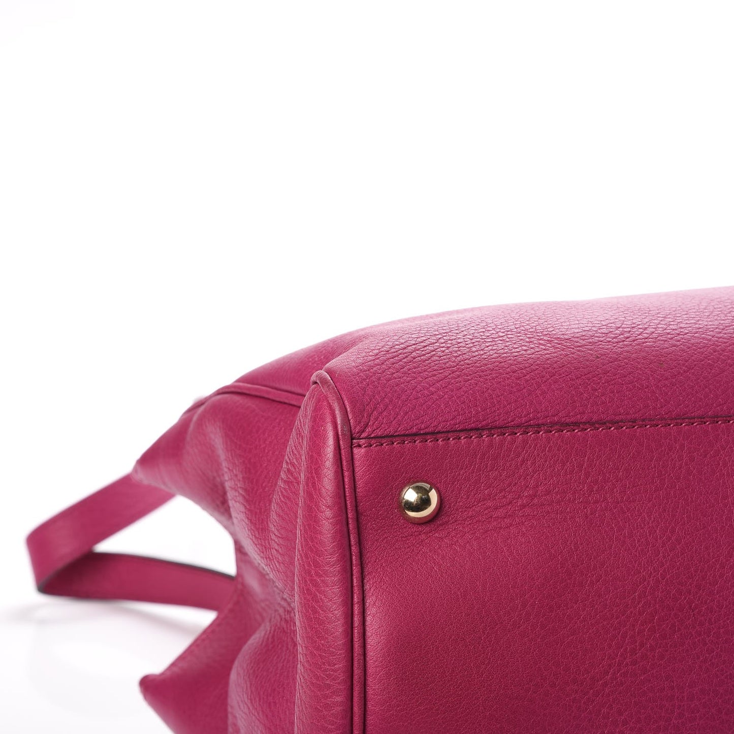 Pebbled Calfskin Medium Bamboo Shopper Tote Bright Bougainvillea