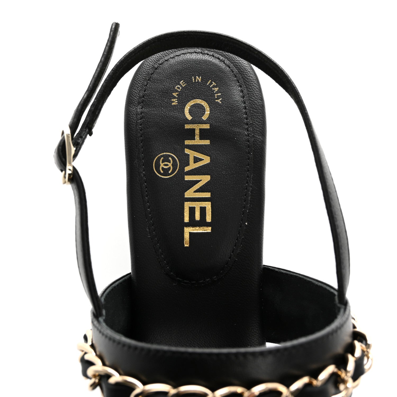 Chanel Lambskin Chain Platform Sandals 40 Black 7 of 10