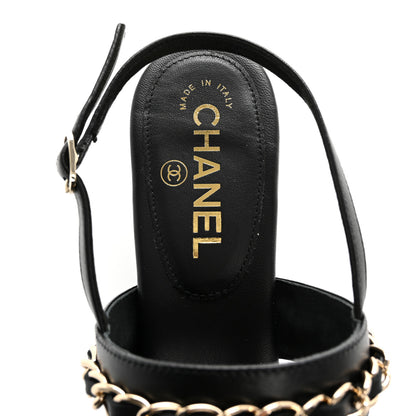 Chanel Lambskin Chain Platform Sandals 40 Black 7 of 10