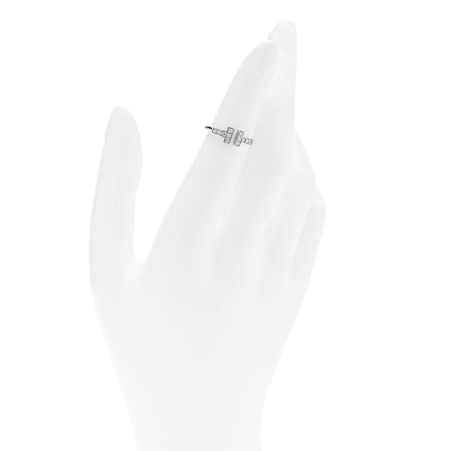 18K White Gold Diamond T Wire Ring 47 4