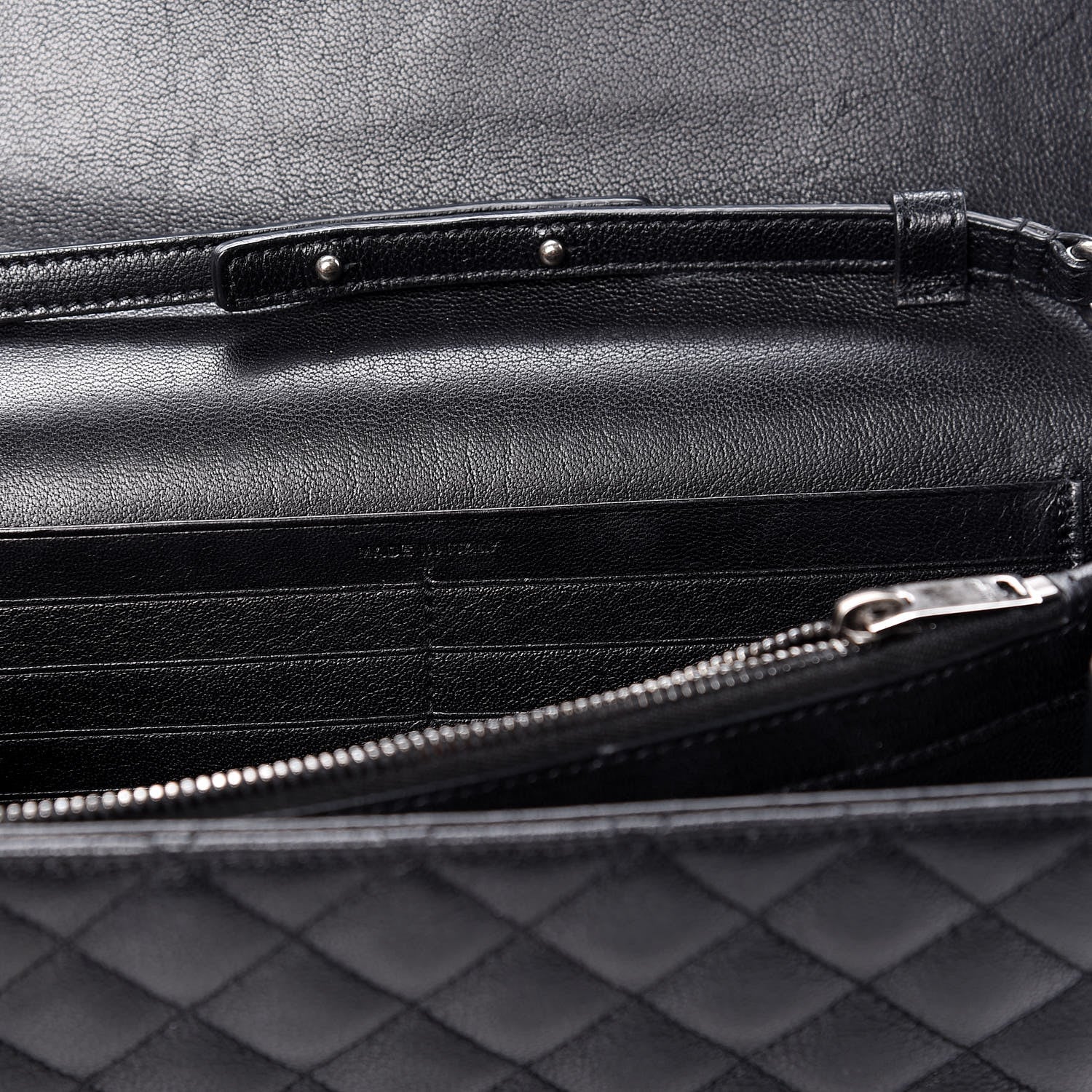 Saint Laurent Sheepskin Tri-Quilt Monogram Envelope Chain Wallet Black 11 of 11