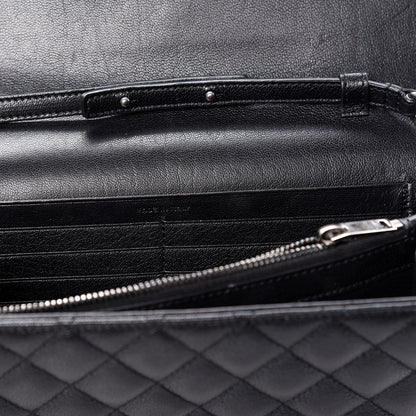 Saint Laurent Sheepskin Tri-Quilt Monogram Envelope Chain Wallet Black 11 of 11
