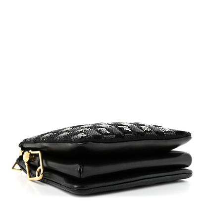 Louis Vuitton Satin Sequin Embroidered Damier Coussin BB Black 4 of 9