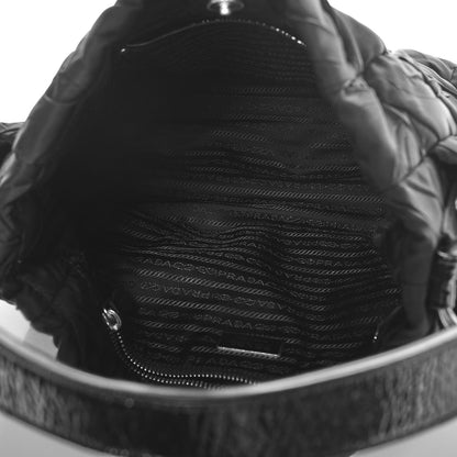 Prada Tessuto Nylon Chevron Quilted Shoulder Bag Nero Black 5 of 8