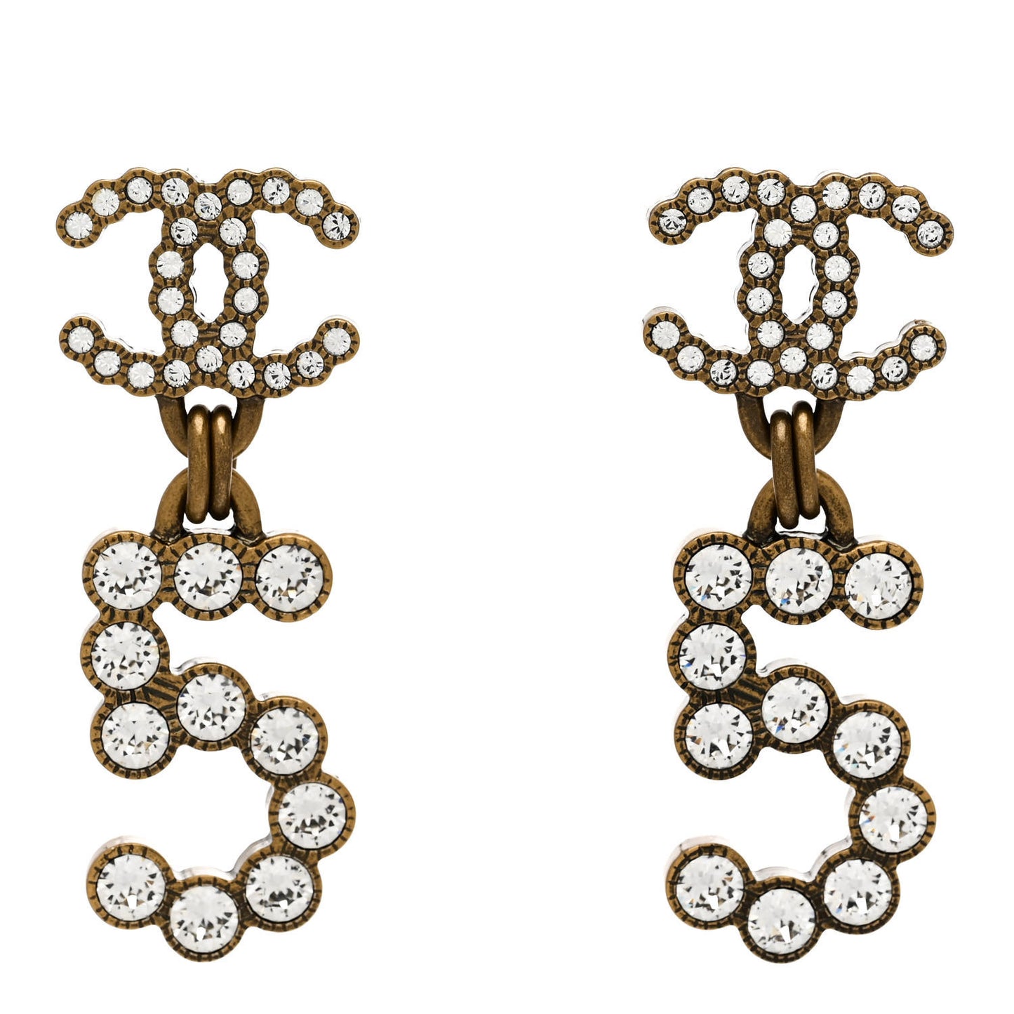 Metal Crystal City of Lights No 5 Drop Earrings Gold
