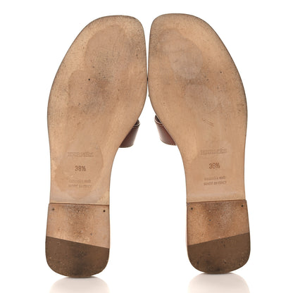 Hermes Box Calfskin Oran Sandals 38.5 Gold 5 of 10