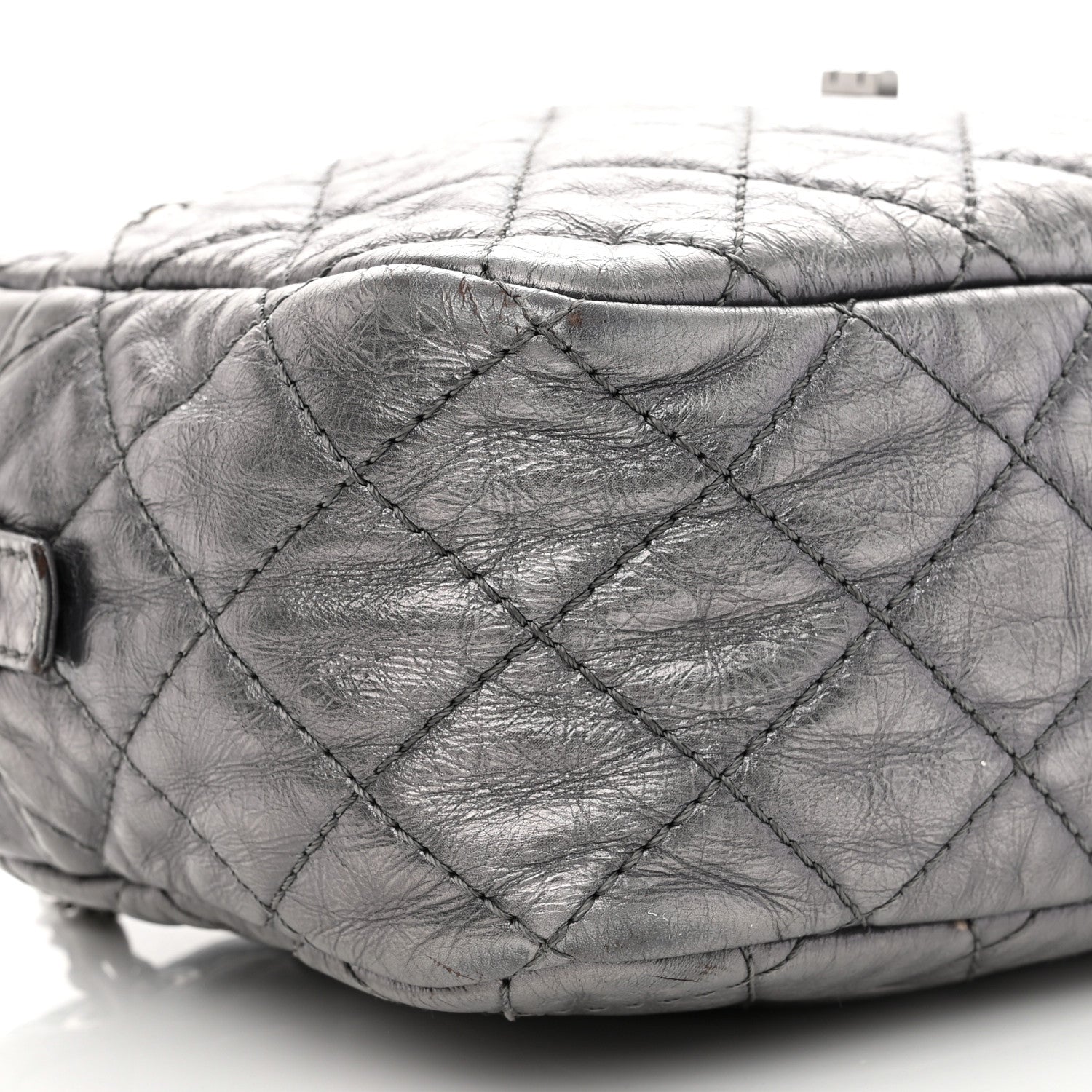 Chanel Metallic Aged Calfskin Quilted Medium Reissue Camera Case Dark Silver 9 of 12