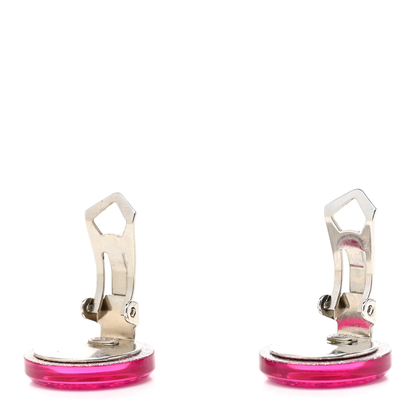 Translucent Resin Glitter CC Clip On Earrings Pink