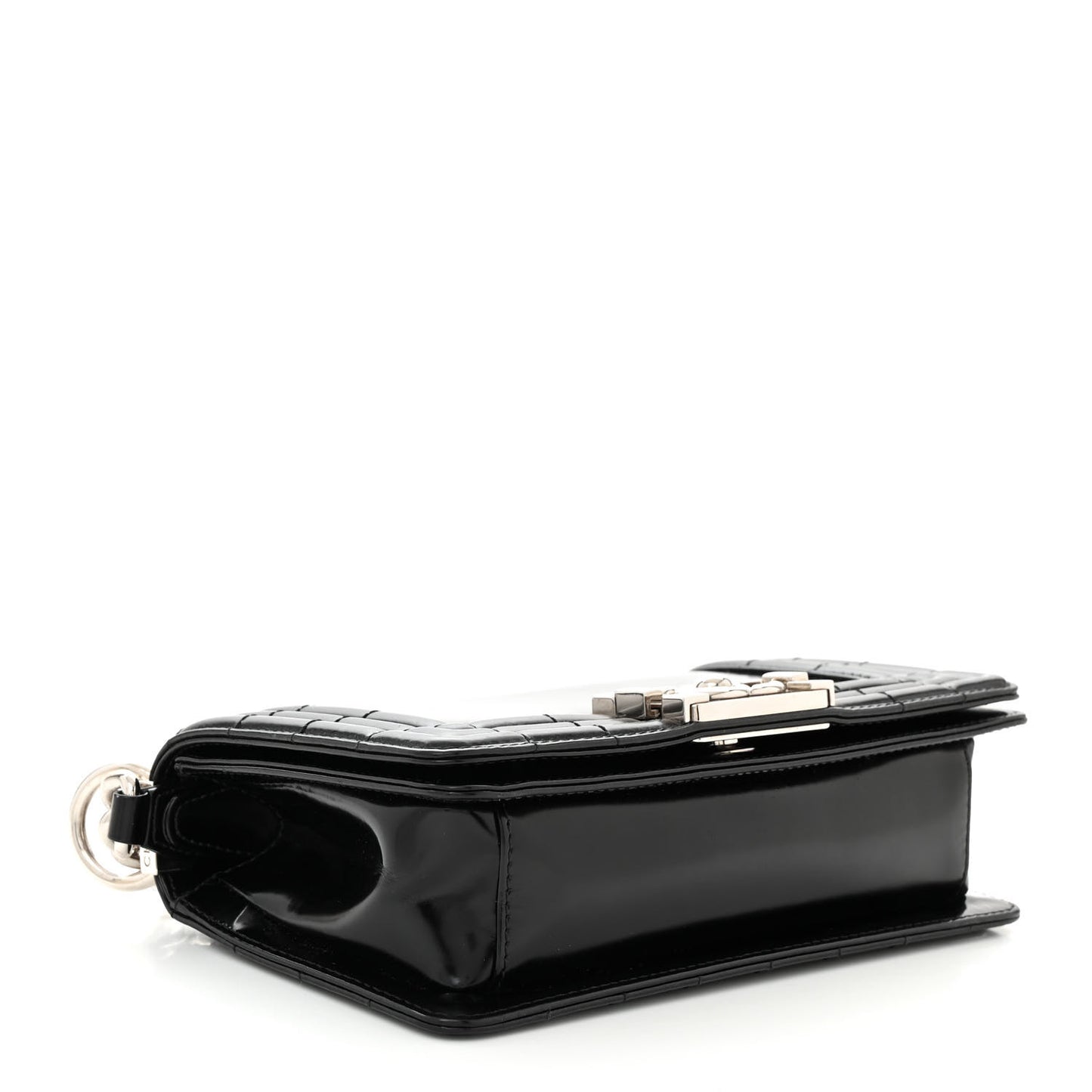 Glazed Calfskin Small Boy Flap Black