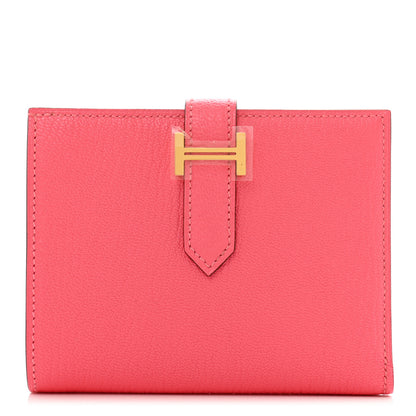 Hermes Chevre Mysore Bearn Compact Wallet Rose Lipstick 1 of 7