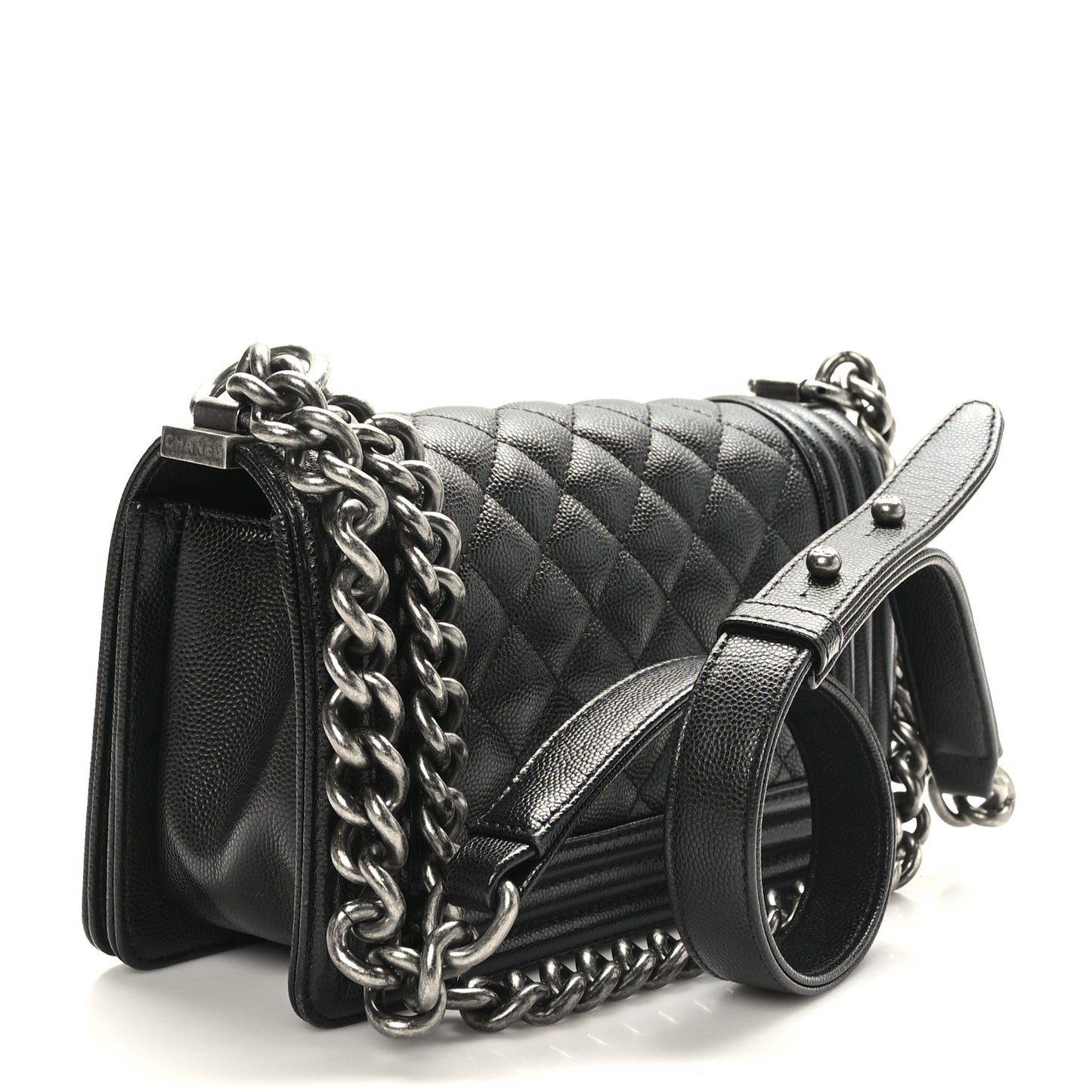 Caviar Quilted Small Boy Flap Black