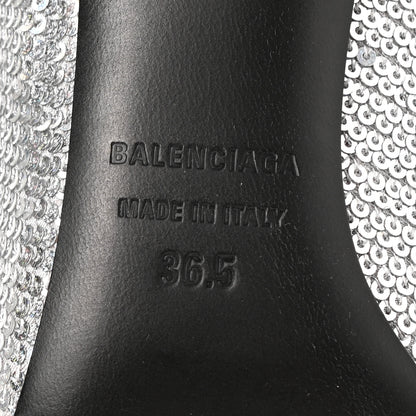Balenciaga Metallic Sequin Spandex Pointy Toe Knife Booties 36.5 Silver 6 of 8