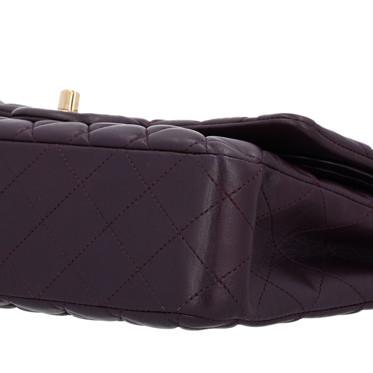 Lambskin Quilted Medium Double Flap Dark Purple