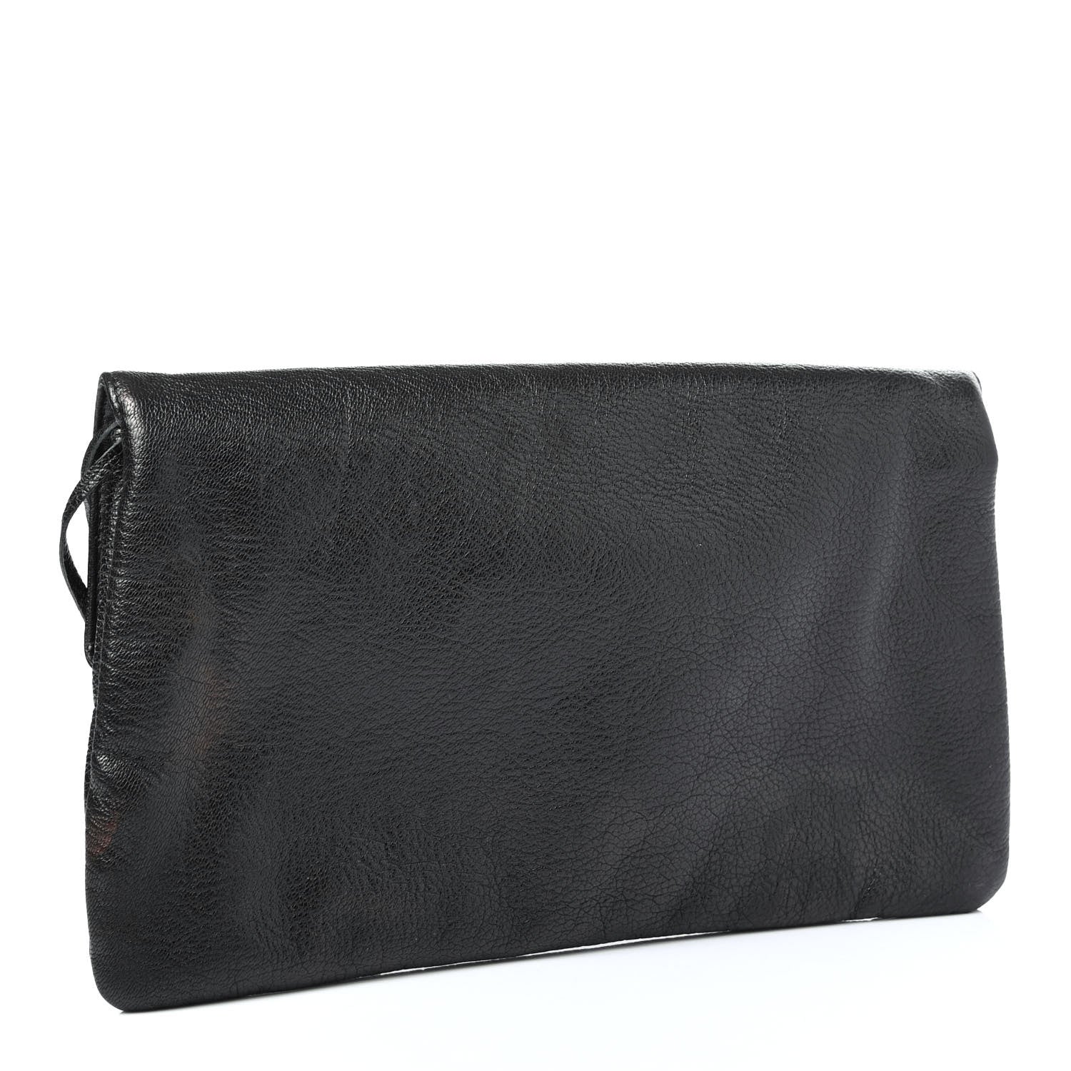 Balenciaga Chevre Silver Metallic Edge Hardware Envelope Clutch Black 2 of 4
