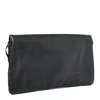 Balenciaga Chevre Silver Metallic Edge Hardware Envelope Clutch Black 2 of 4