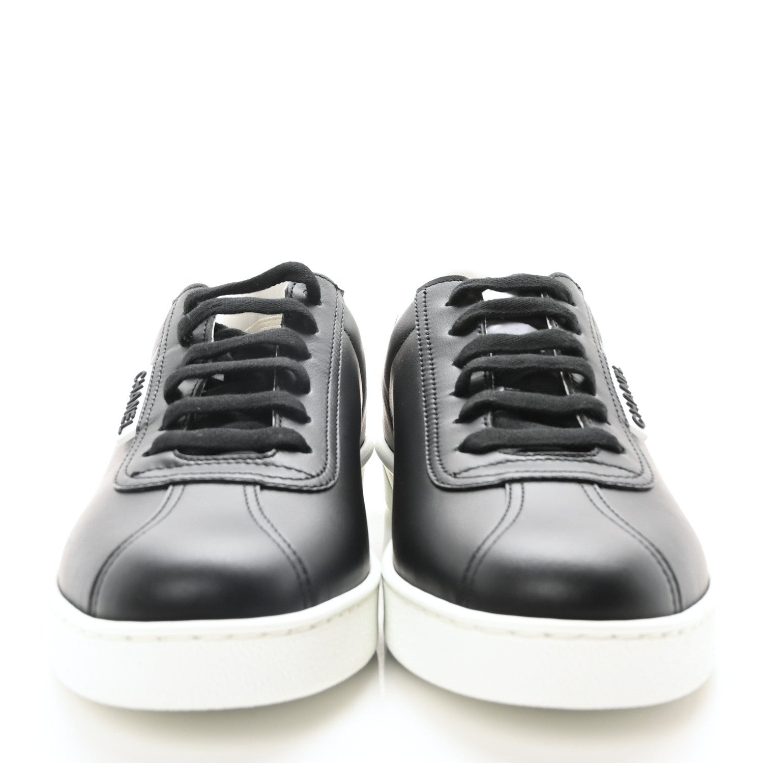 Chanel Calfskin CC Womens Sneakers 37.5 Black 3 of 8