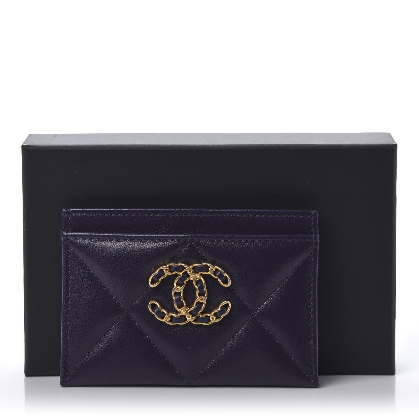 Shiny Goatskin Quilted 19 Card Holder Purple