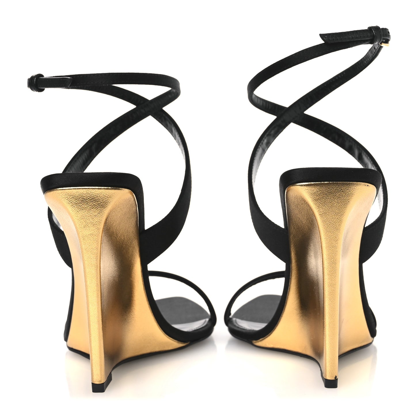 Satin Salome 110 Wedge Sandals 37 Black