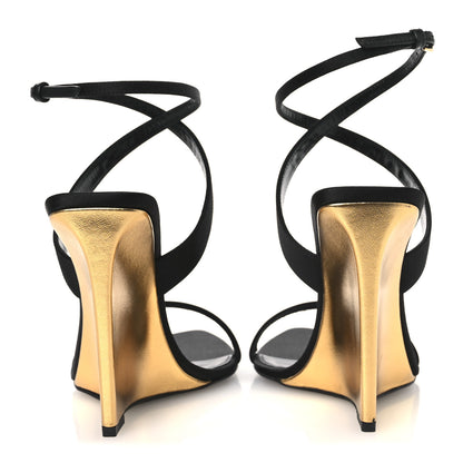 Saint Laurent Satin Salome 110 Wedge Sandals 37 Black 6 of 13