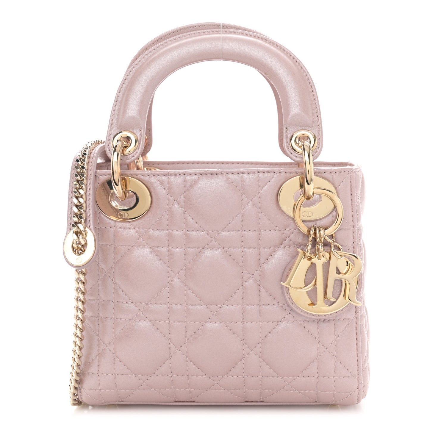 Metallic Lambskin Cannage Mini Lady Dior Lotus