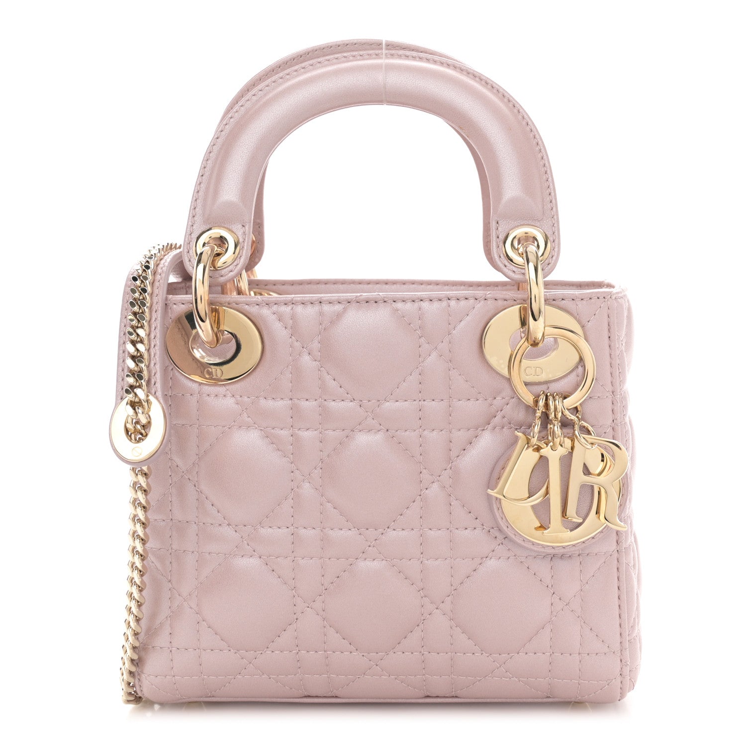 Christian Dior Metallic Lambskin Cannage Mini Lady Dior Lotus 1 of 11