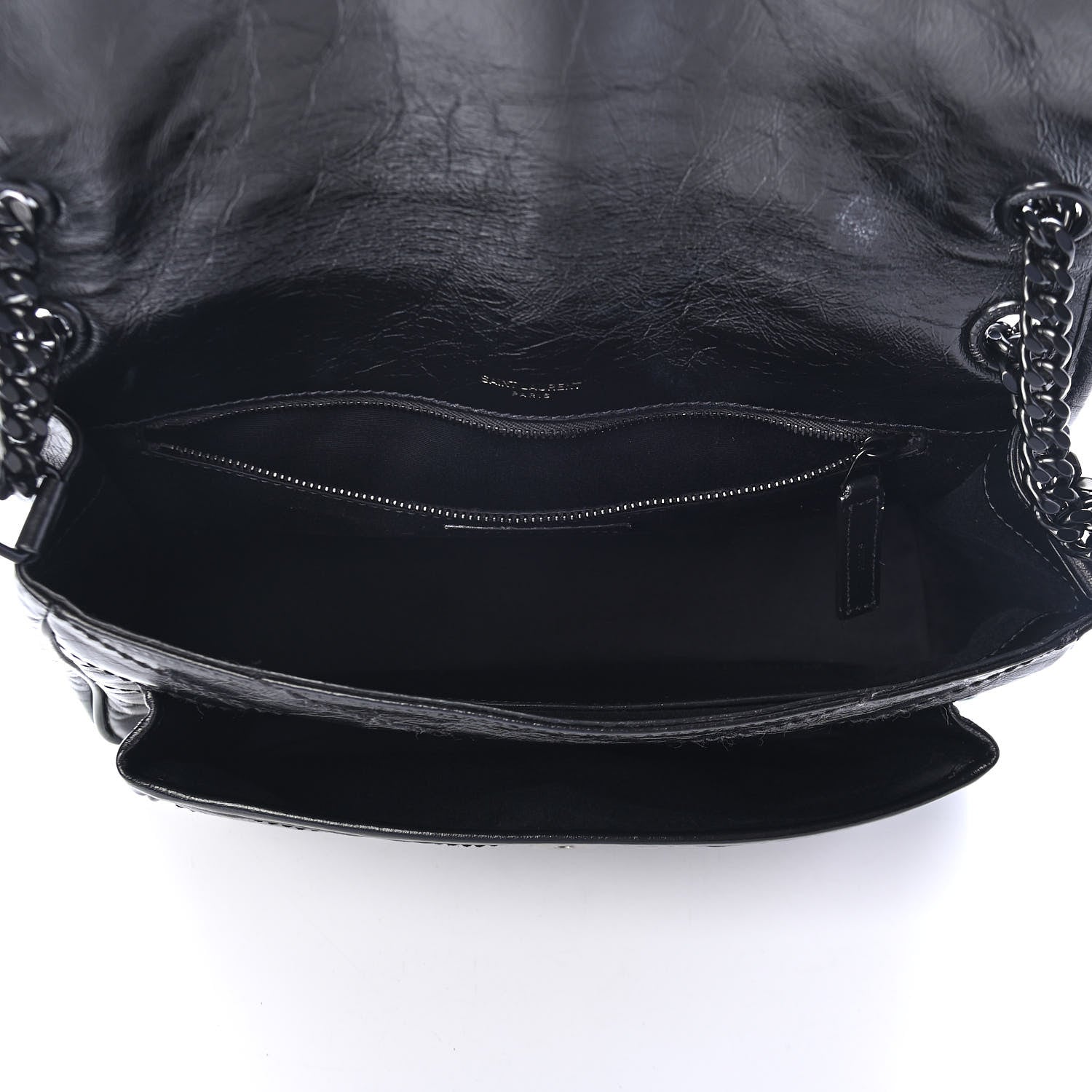 Saint Laurent Crinkled Calfskin Matelasse Monogram Medium Niki Chain Satchel Black 4 of 4