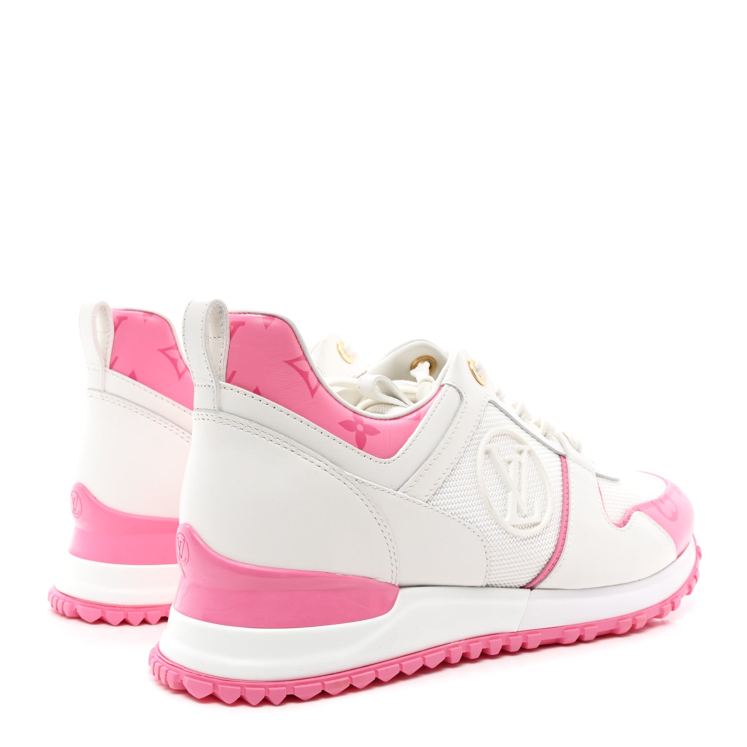 Louis Vuitton Calfskin Monogram Run Away Sneakers 38.5 White Pink 4 of 8
