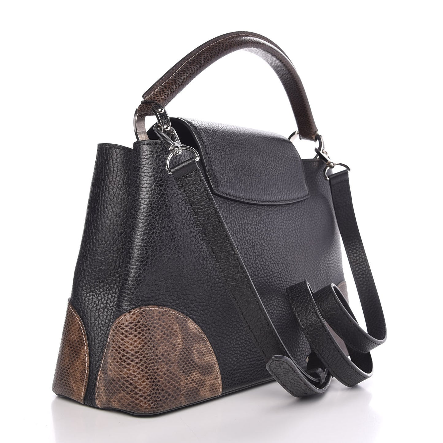 Taurillon Watersnake Capucines PM Black