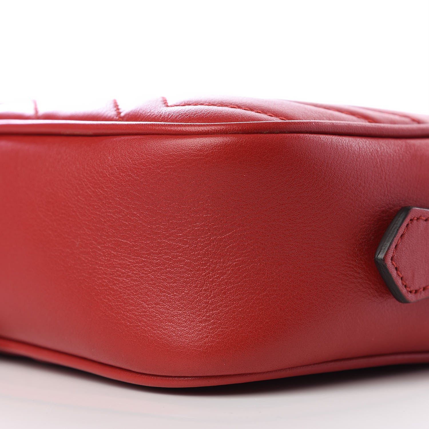 Gucci Calfskin Matelasse Mini GG Marmont Chain Shoulder Bag Hibiscus Red 7 of 8