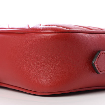 Gucci Calfskin Matelasse Mini GG Marmont Chain Shoulder Bag Hibiscus Red 7 of 8