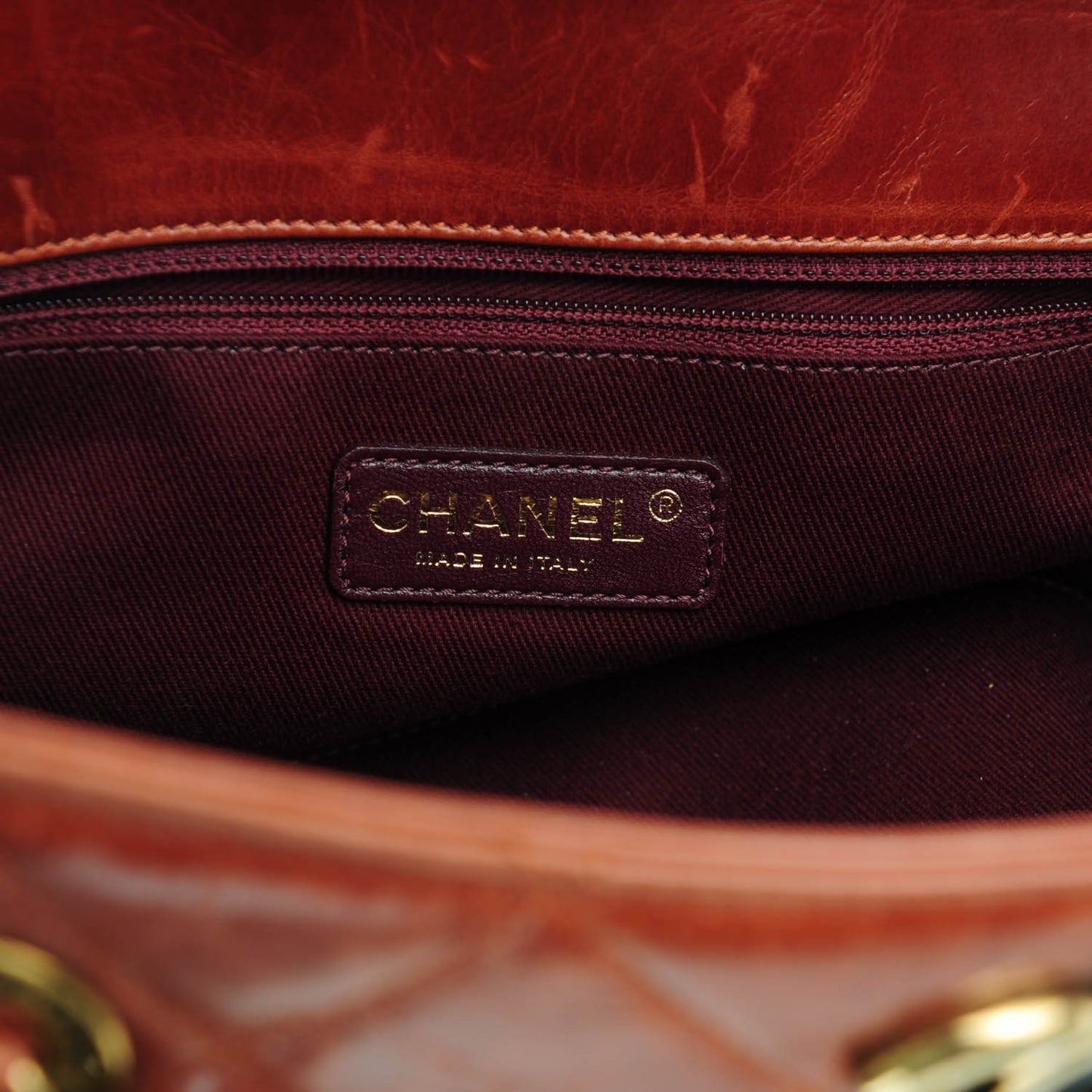 Calfskin Quilted Small Perfect Edge Tote Camel